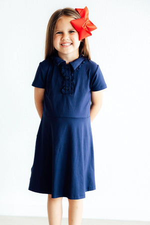Navy S/S Polo Dress-Mila & Rose ®