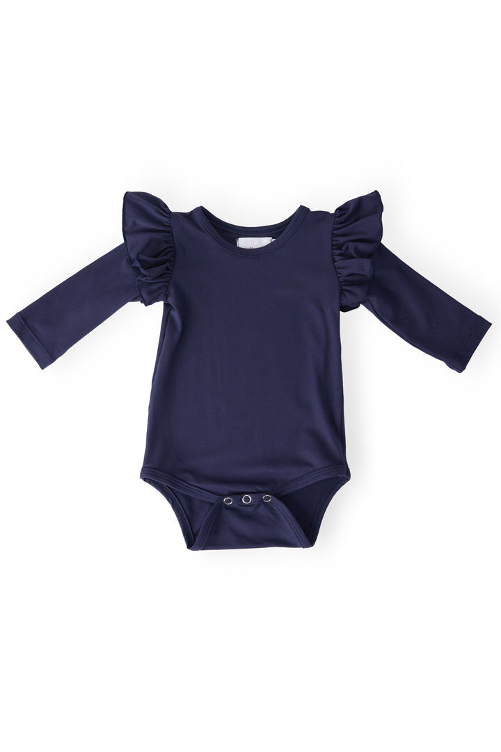 Navy L/S Flutter Bodysuit-Mila & Rose ®