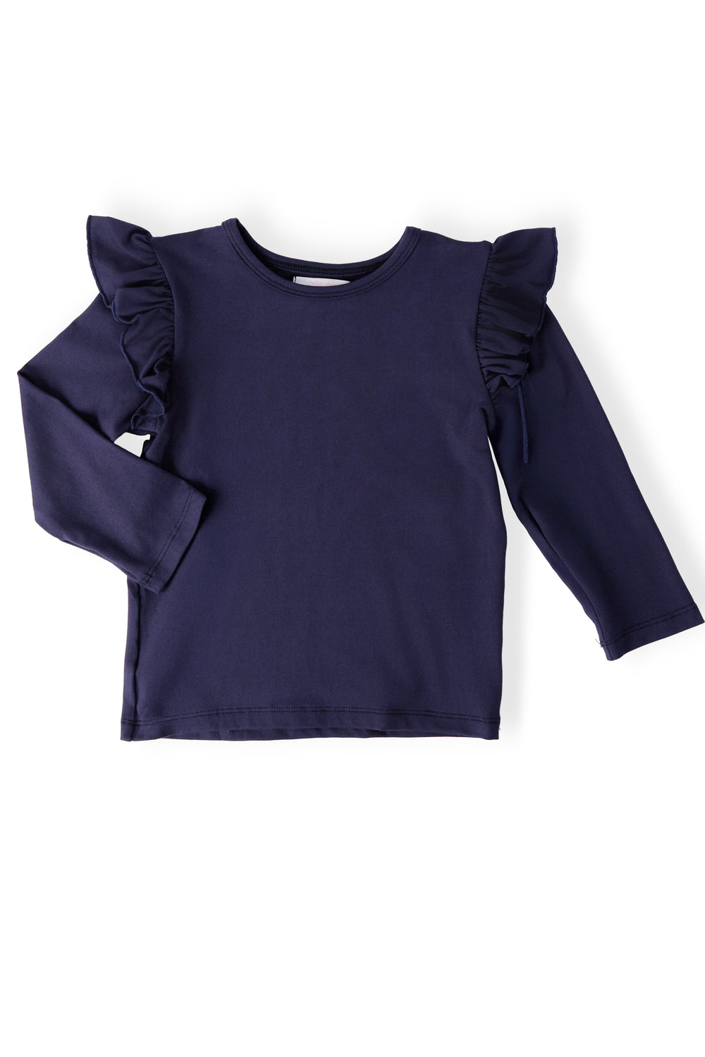 Navy L/S Ruffle Tee-Mila & Rose ®