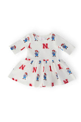 (S) Nebraska White Herbie Husker 3/4 Sleeve Twirl Bodysuit-Mila & Rose ®