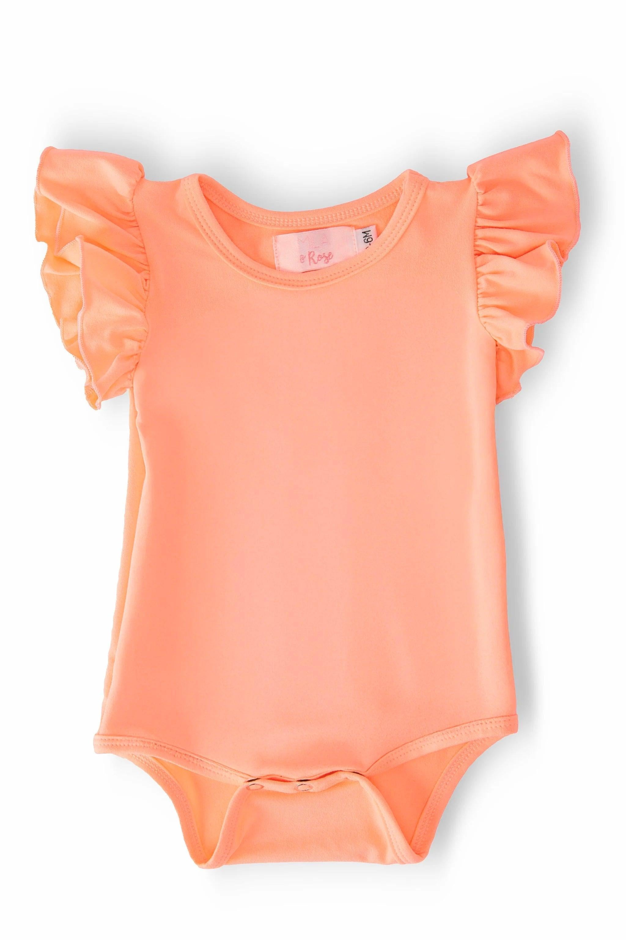 Neon Coral S/S Flutter Bodysuit-Mila & Rose ®