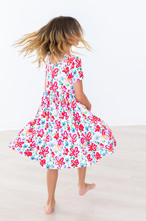 Neon Floral S/S Pocket Twirl Dress-Mila & Rose ®