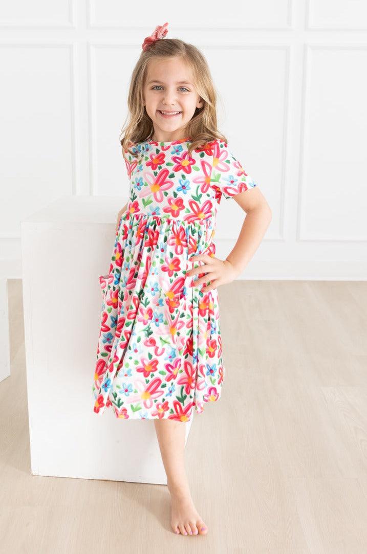neon floral print dress Neon Blossom Floral Print Midi Dress
