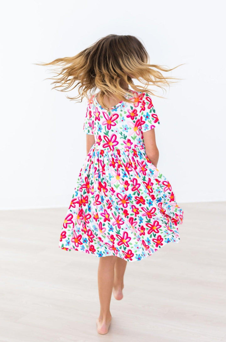Neon Floral S/S Pocket Twirl Dress-Mila & Rose ®