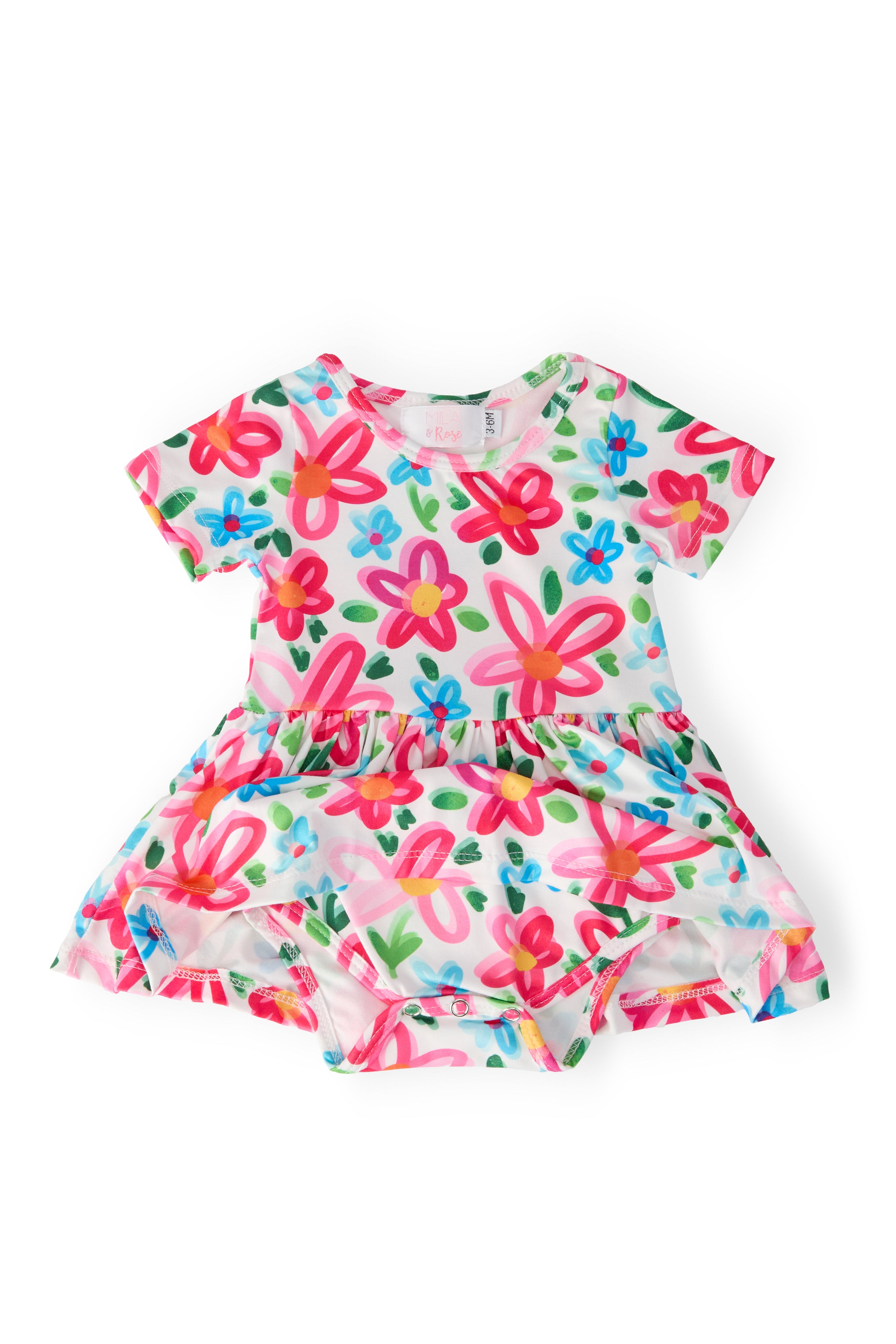 Neon Floral S/S Twirl Bodysuit-Mila & Rose ®