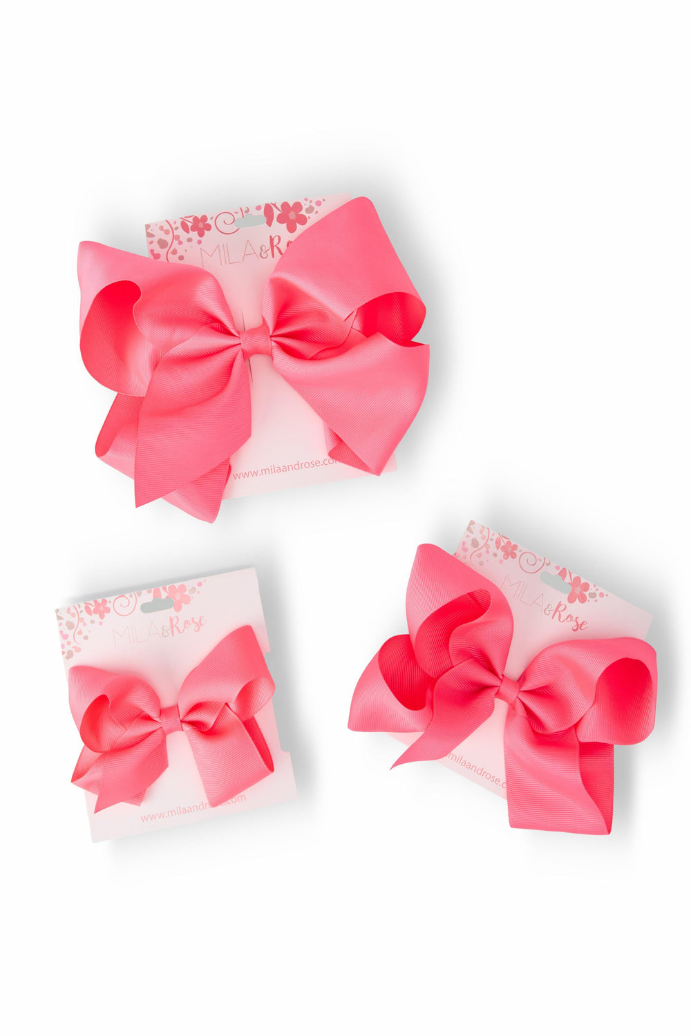 Neon Pink Grosgrain Hair Bow-Mila & Rose ®