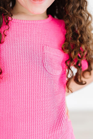 Neon Pink Scrunchy Pocket Tee-Mila & Rose ®