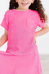 Neon Pink Scrunchy Pocket Tee-Mila & Rose ®