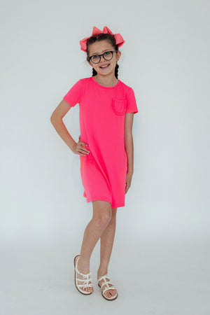Neon Pink T-Shirt Dress-Mila & Rose ®