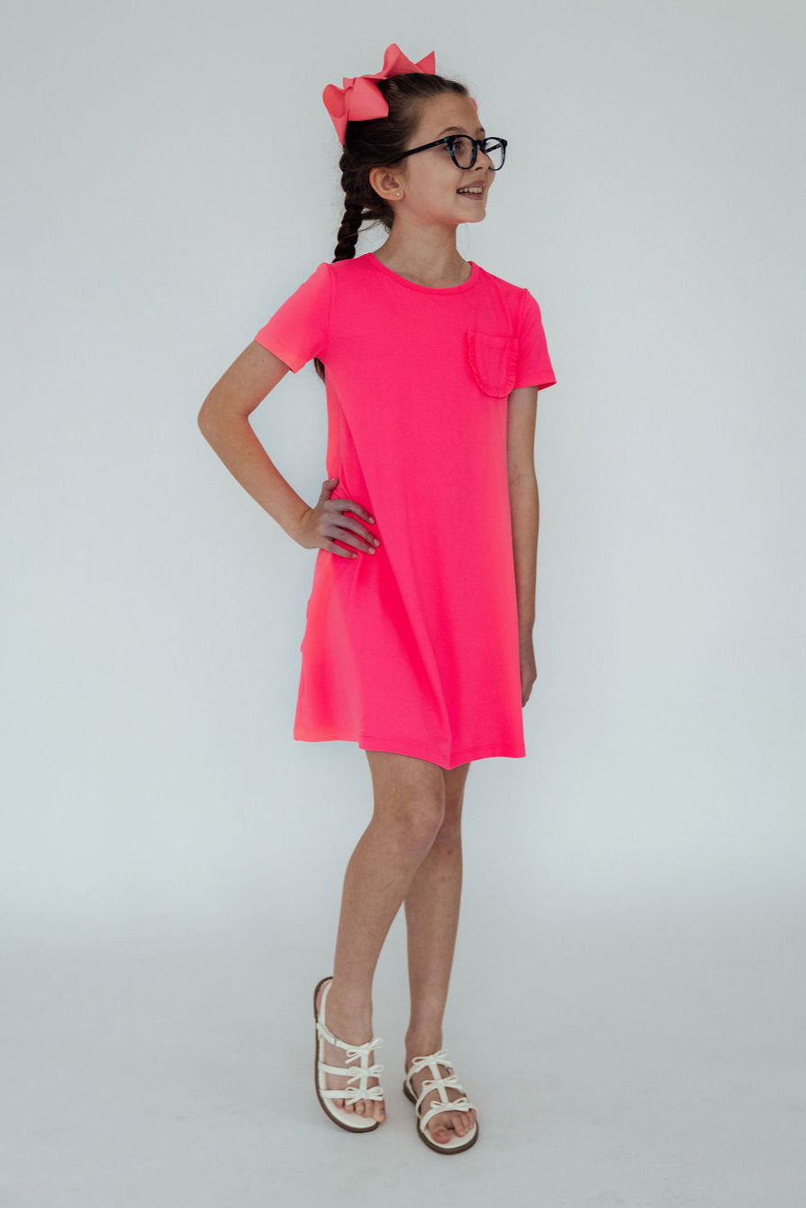 neon pink dress Neon Pink T-Shirt Dress