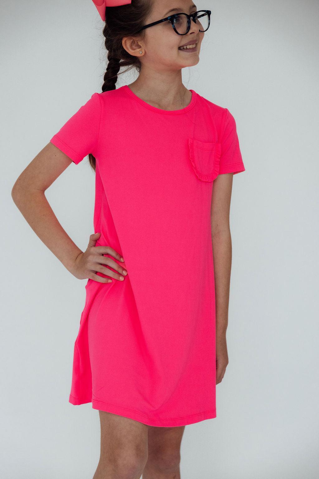 Girls' Neon Pink T-Shirt Dress Size: 12-24M by Mila & Rose