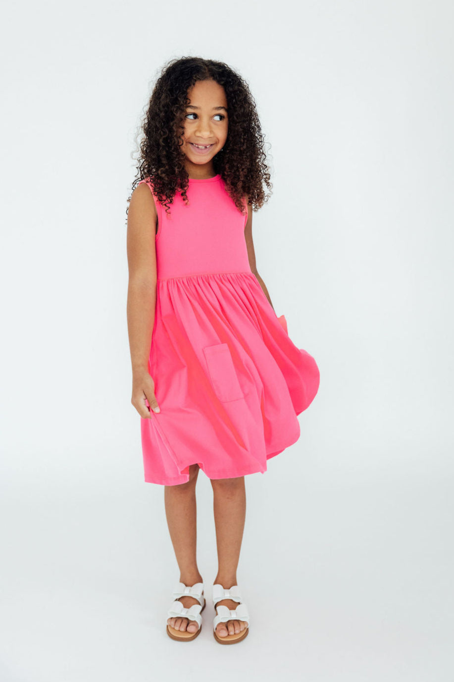 Neon Pink Tank Pocket Twirl Dress-Mila & Rose ®