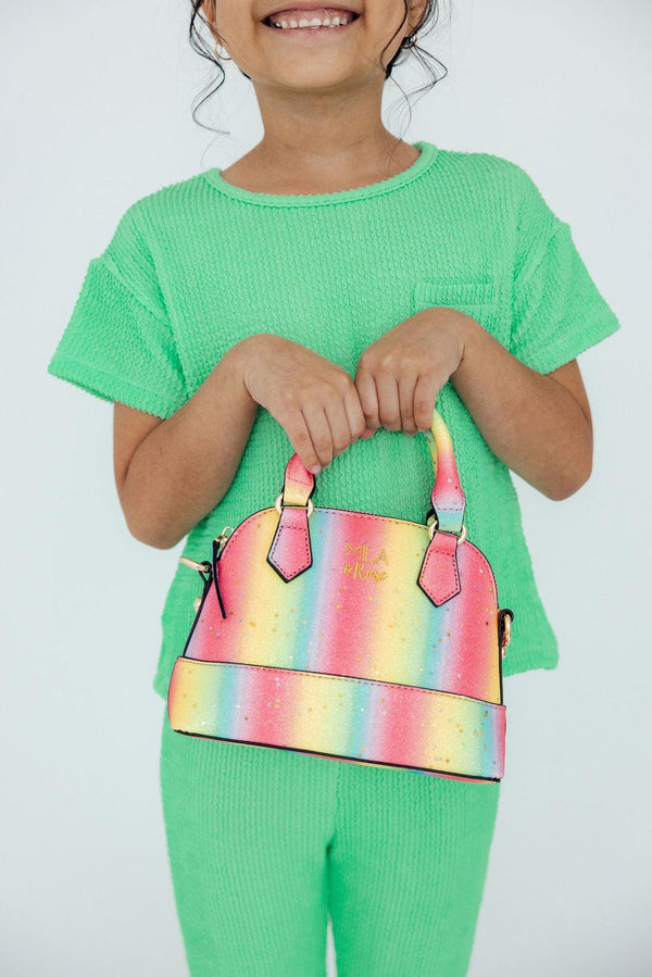 crossbody bags travel kids Neon Rainbow Glitter Girl's Crossbody Purse