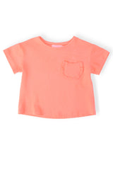 Neon Coral Ruffle Pocket Tee-Mila & Rose ®