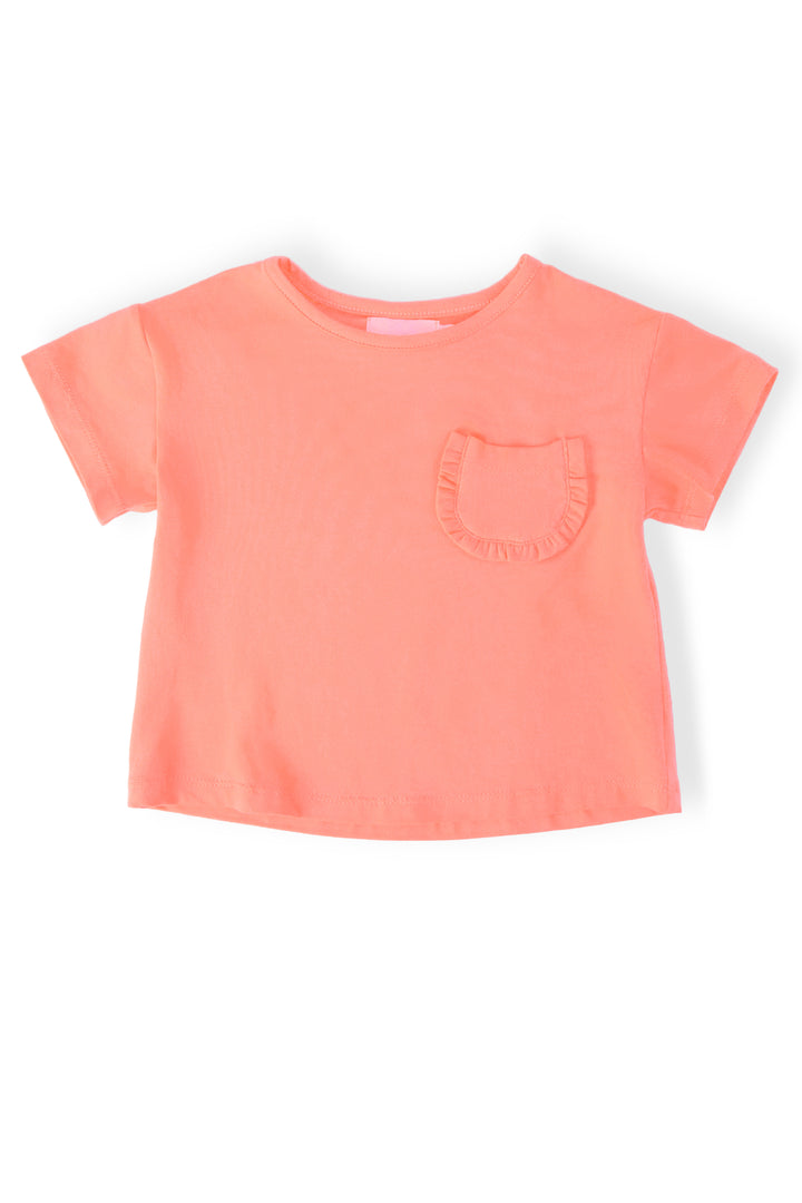 Neon Coral Ruffle Pocket Tee-Mila & Rose ®