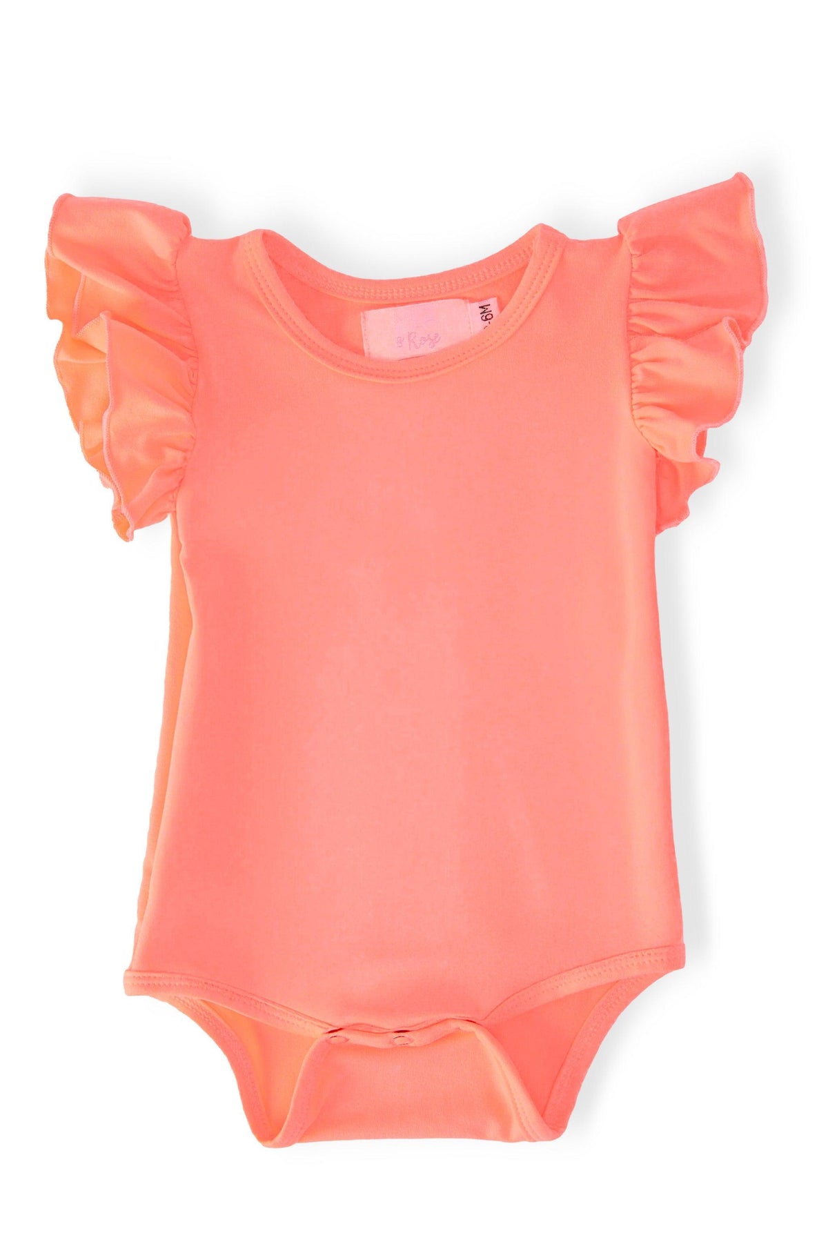 Neon Coral S/S Flutter Bodysuit-Mila & Rose ®