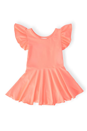 Neon Coral S/S Twirl Leotard-Mila & Rose ®
