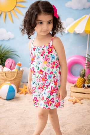 Neon Floral Strappy Play Romper-Mila & Rose ®