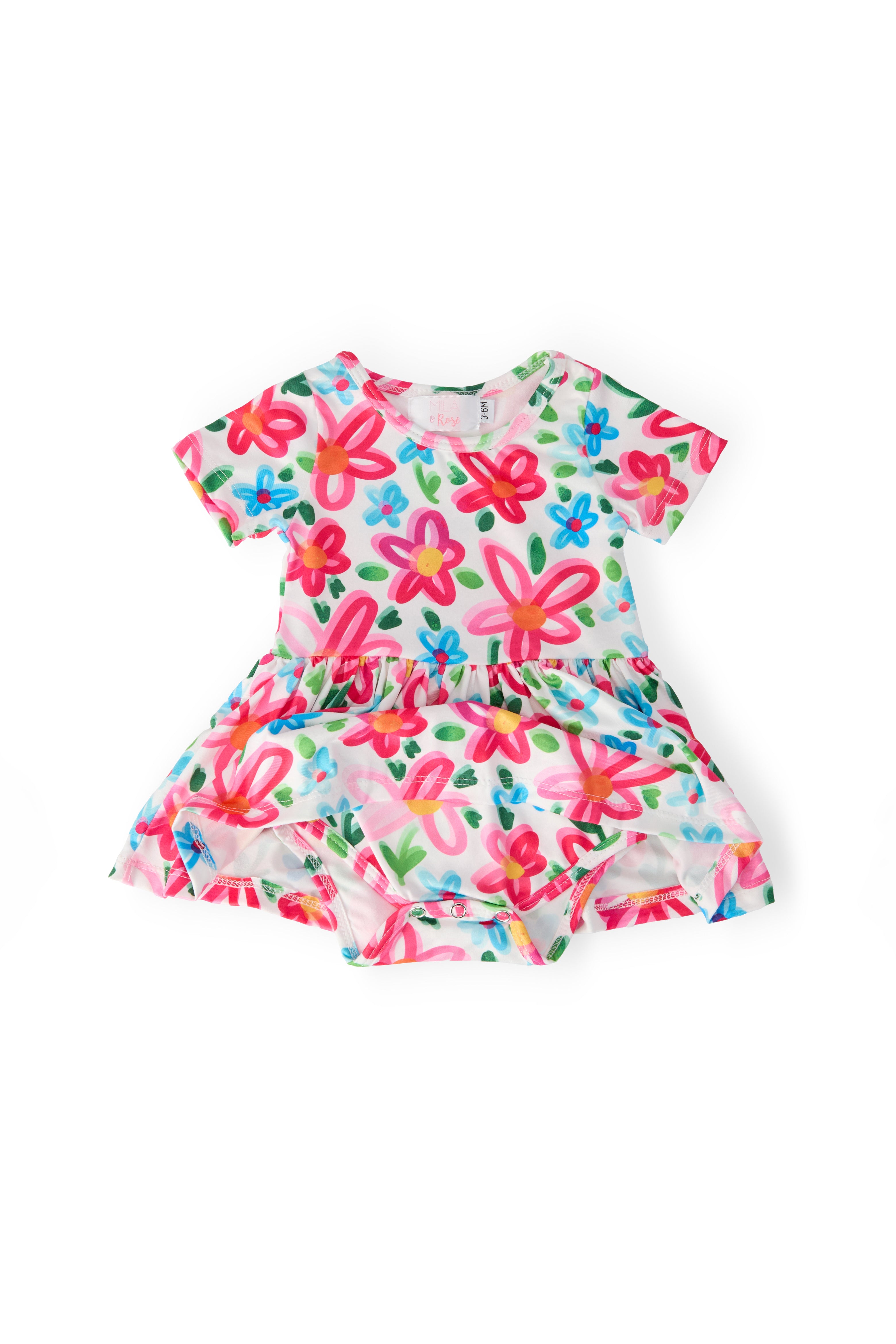 Neon Floral S/S Twirl Bodysuit-Mila & Rose ®