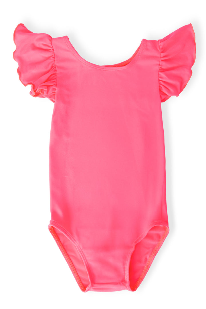 Neon Pink S/S Flutter Sleeve Leotard-Mila & Rose ®