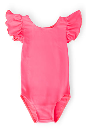 Neon Pink S/S Flutter Sleeve Leotard-Mila & Rose ®