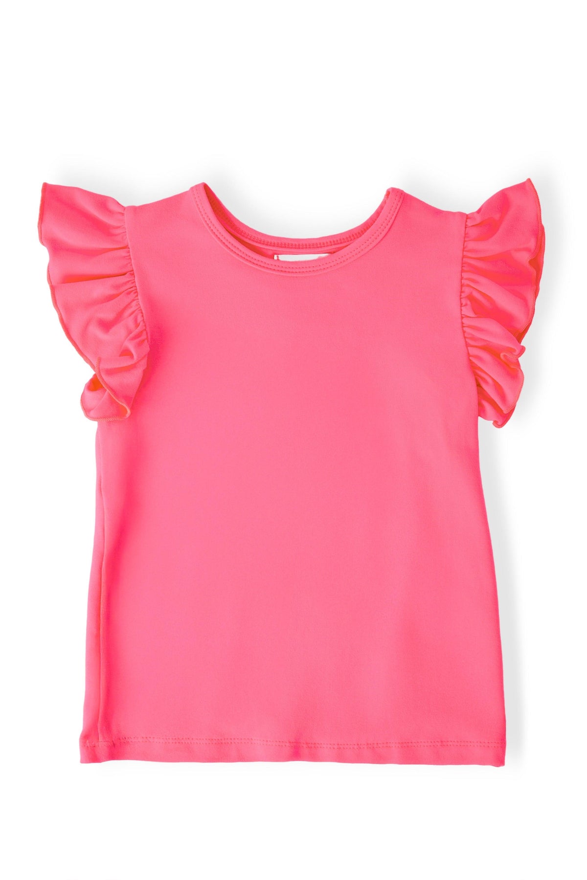 Neon Pink S/S Ruffle Tee-Mila & Rose ®