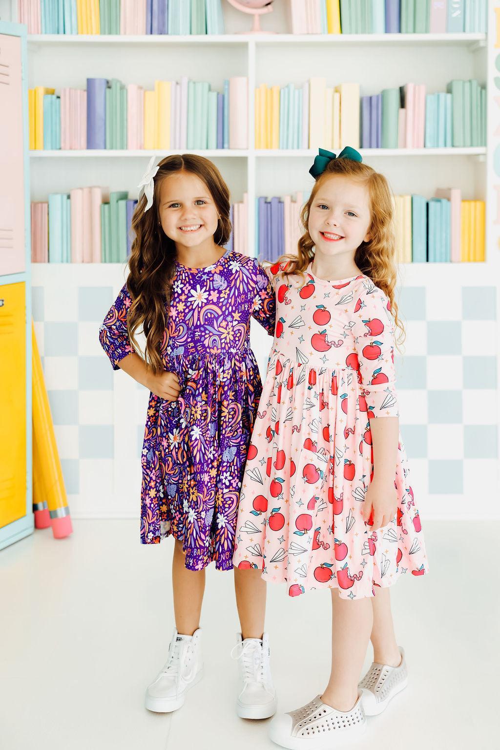 No Bad Days 3/4 Sleeve Pocket Twirl Dress-Mila & Rose ®