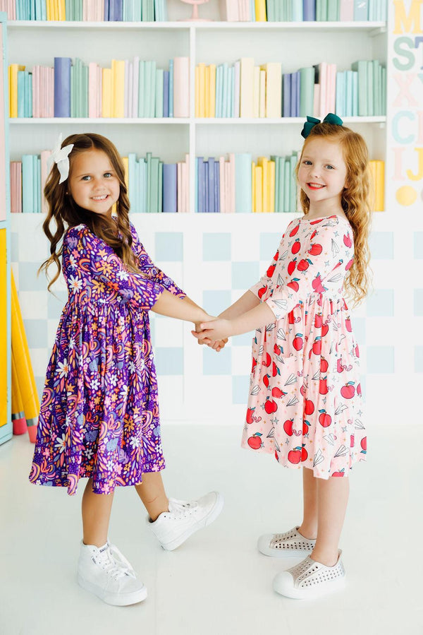 No Bad Days 3/4 Sleeve Pocket Twirl Dress | Mila & Rose