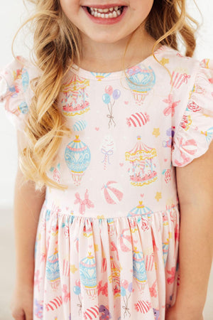 Off to the Circus Flutter Sleeve Twirl Dress-Mila & Rose ®