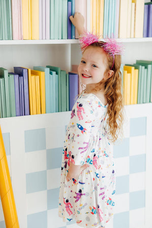 Out of this World 3/4 Sleeve Pocket Twirl Dress-Mila & Rose ®