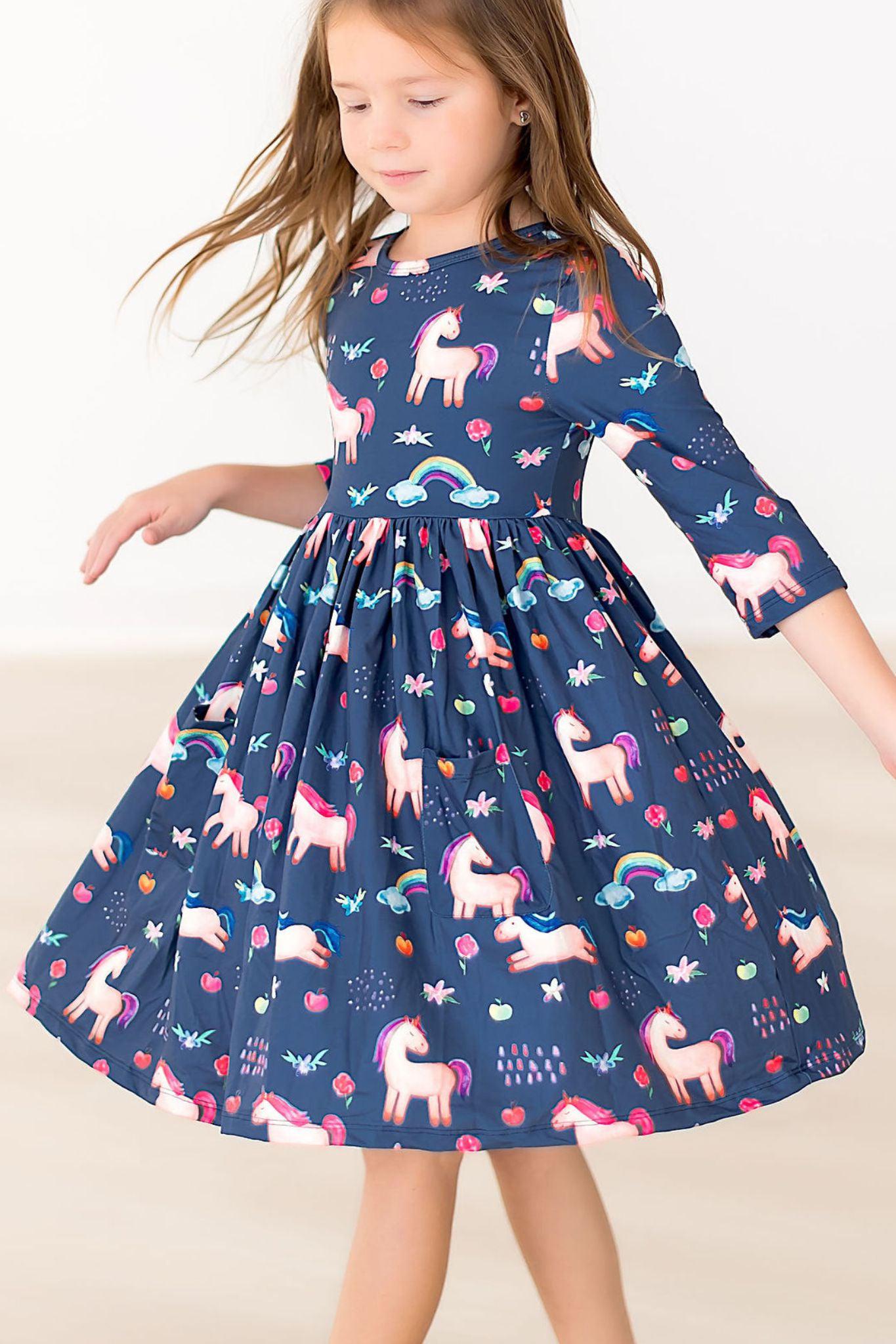 Painted Skies 3/4 Sleeve Pocket Twirl Dress 4T Painted Skies 3/4 Sleeve Pocket Twirl Dress 4T