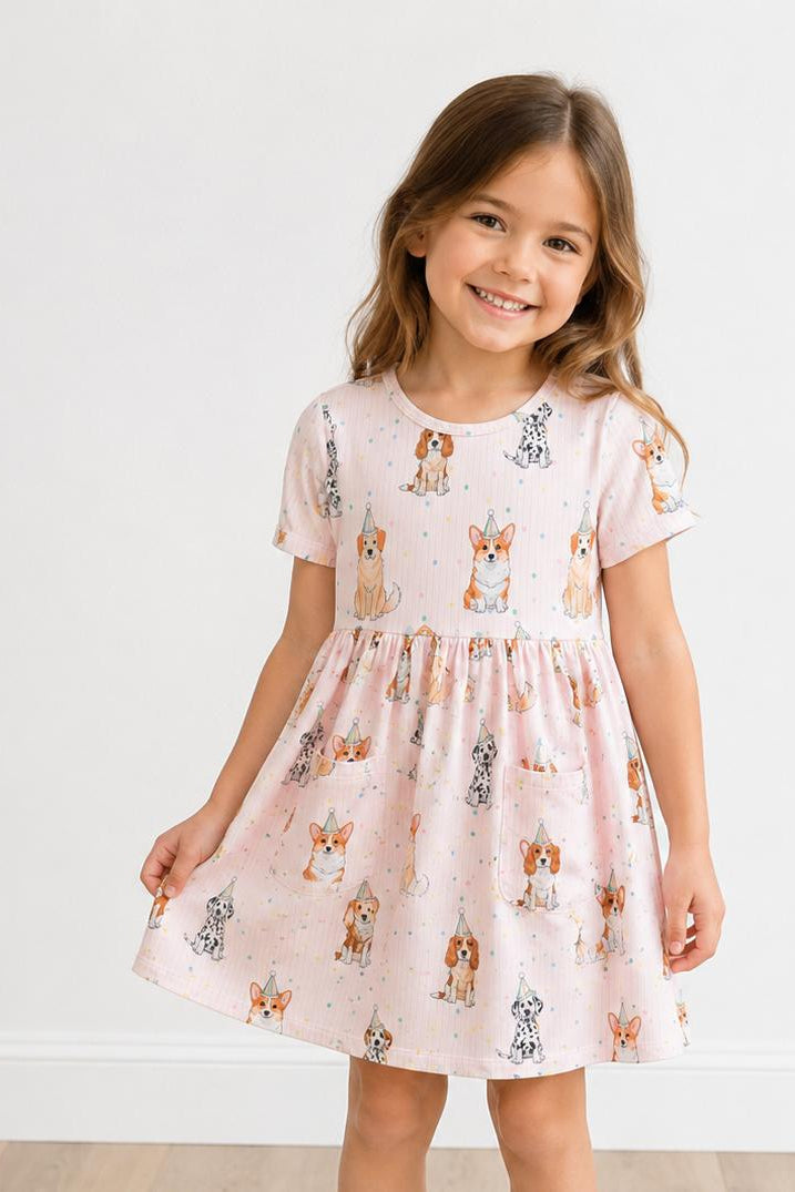 Party Pups S/S Pocket Twirl Dress-Mila & Rose ®