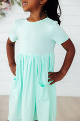Pastel Green S/S Pocket Twirl Dress-Mila & Rose ®