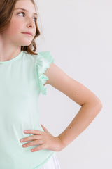 Pastel Green S/S Ruffle Tee-Mila & Rose ®