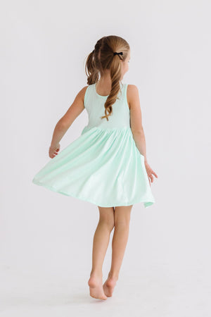 Girls' Pastel Green Tank Pocket Twirl Dress Size: 3T Toddler by Mila & Rose