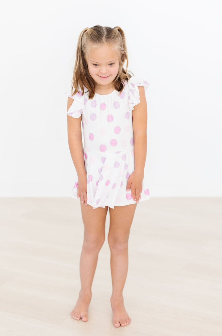 Pastel Polka Dot S/S Twirl Leotard-Mila & Rose ®