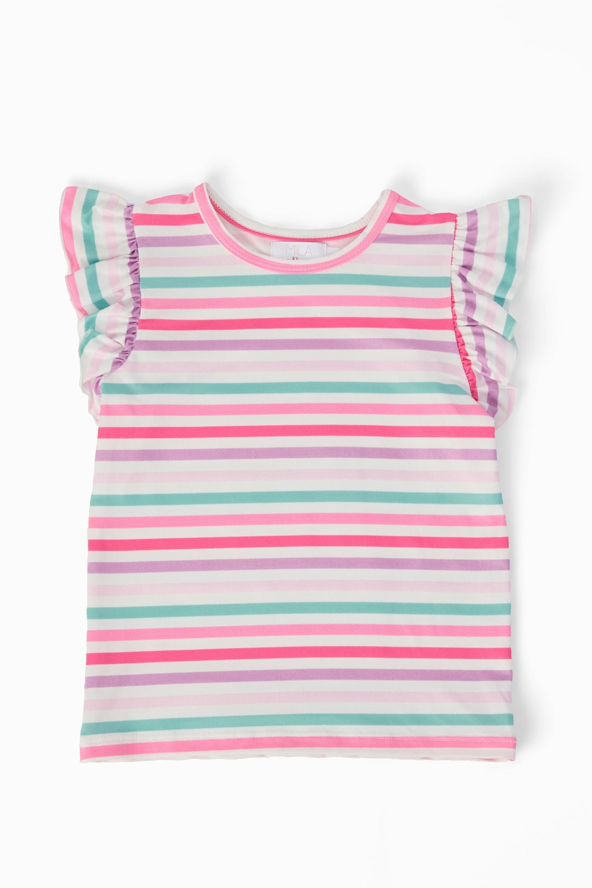 Pastel Stripes S/S Ruffle Tee-Mila & Rose ®
