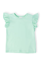 Pastel Green S/S Ruffle Tee-Mila & Rose ®