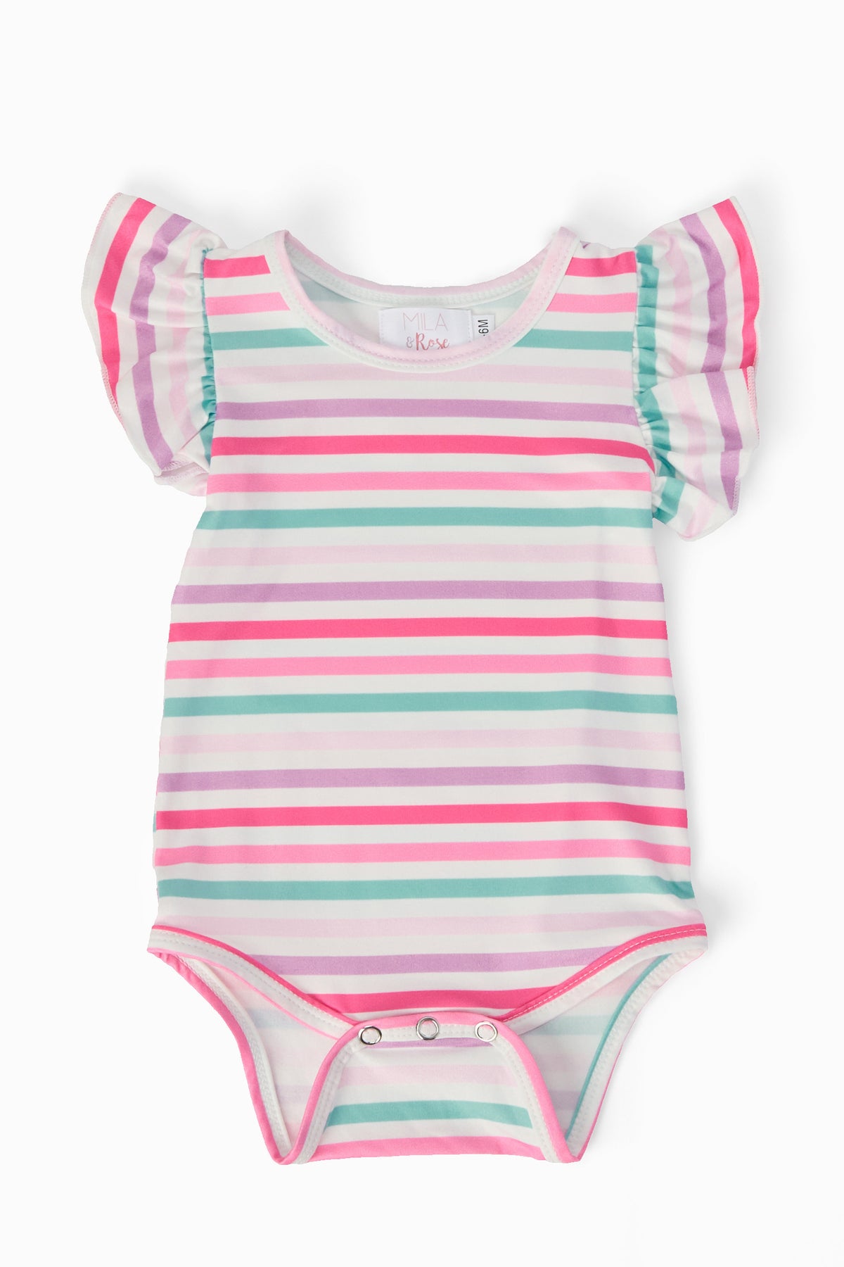 Pastel Stripes S/S Flutter Bodysuit-Mila & Rose ®