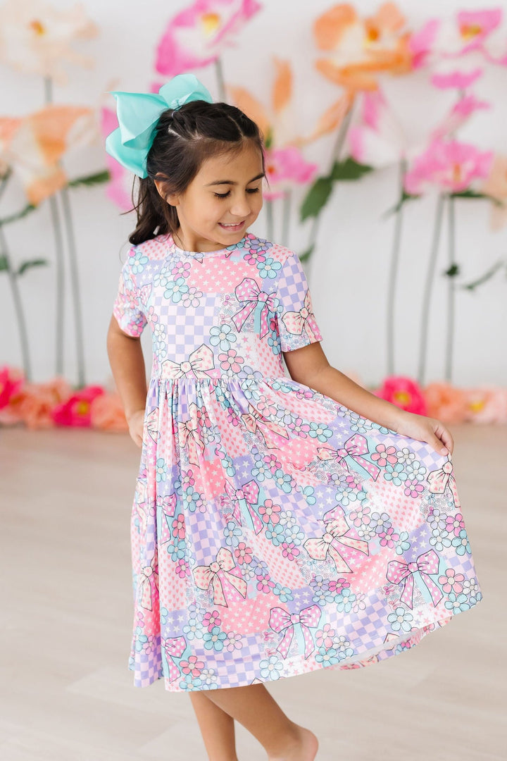 SALE Patchwork Princess S/S Pocket Twirl Dress-Mila & Rose ®