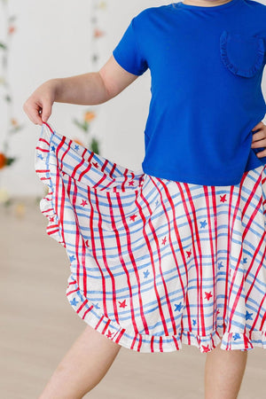 SALE Patriotic Plaid Ruffle Twirl Skort-Mila & Rose ®