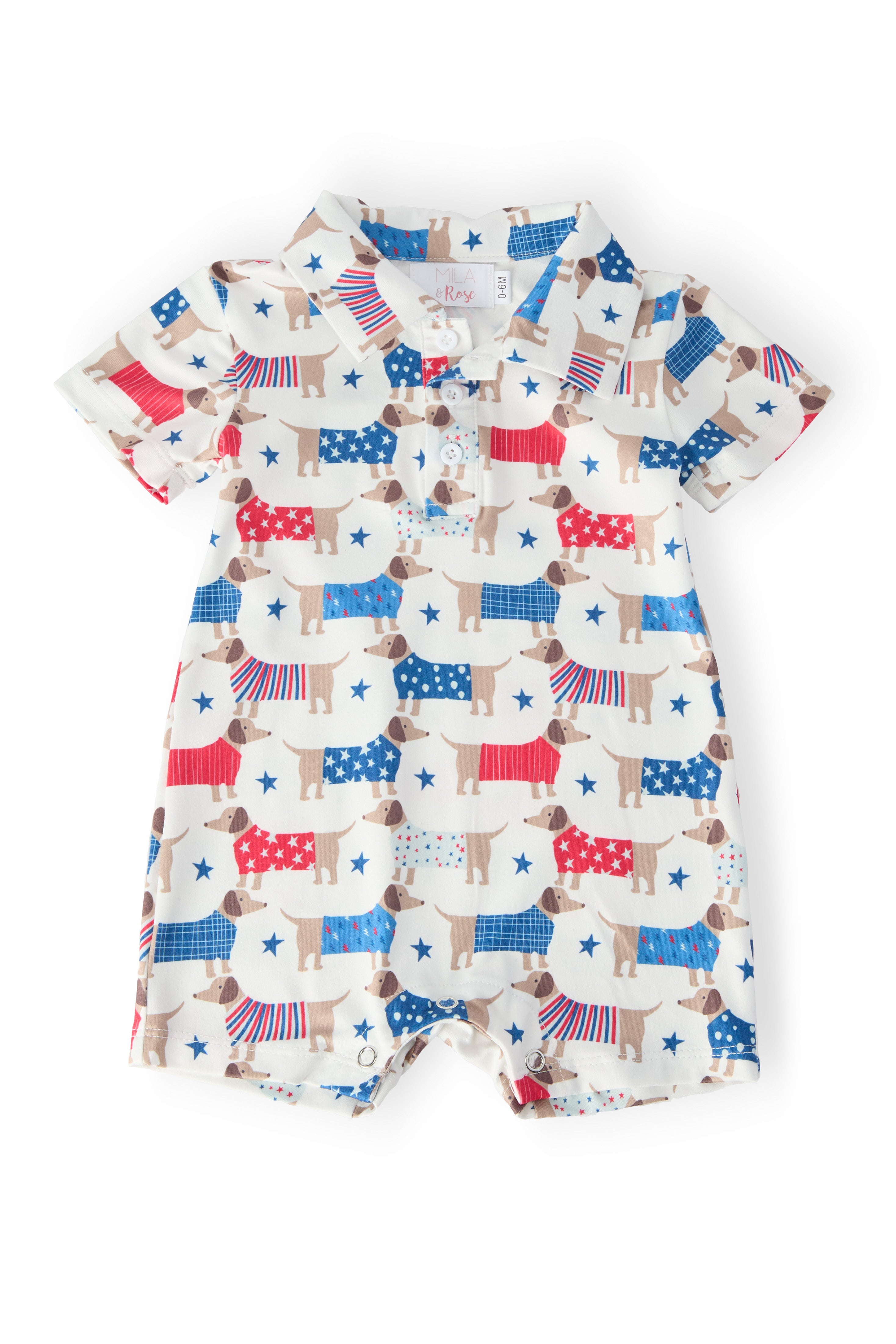 Patriotic Pups Polo Shorty One-Piece-Mila & Rose ®
