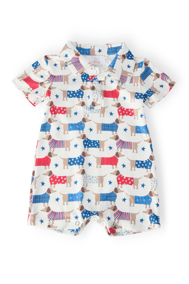 Patriotic Pups Polo Shorty One-Piece-Mila & Rose ®