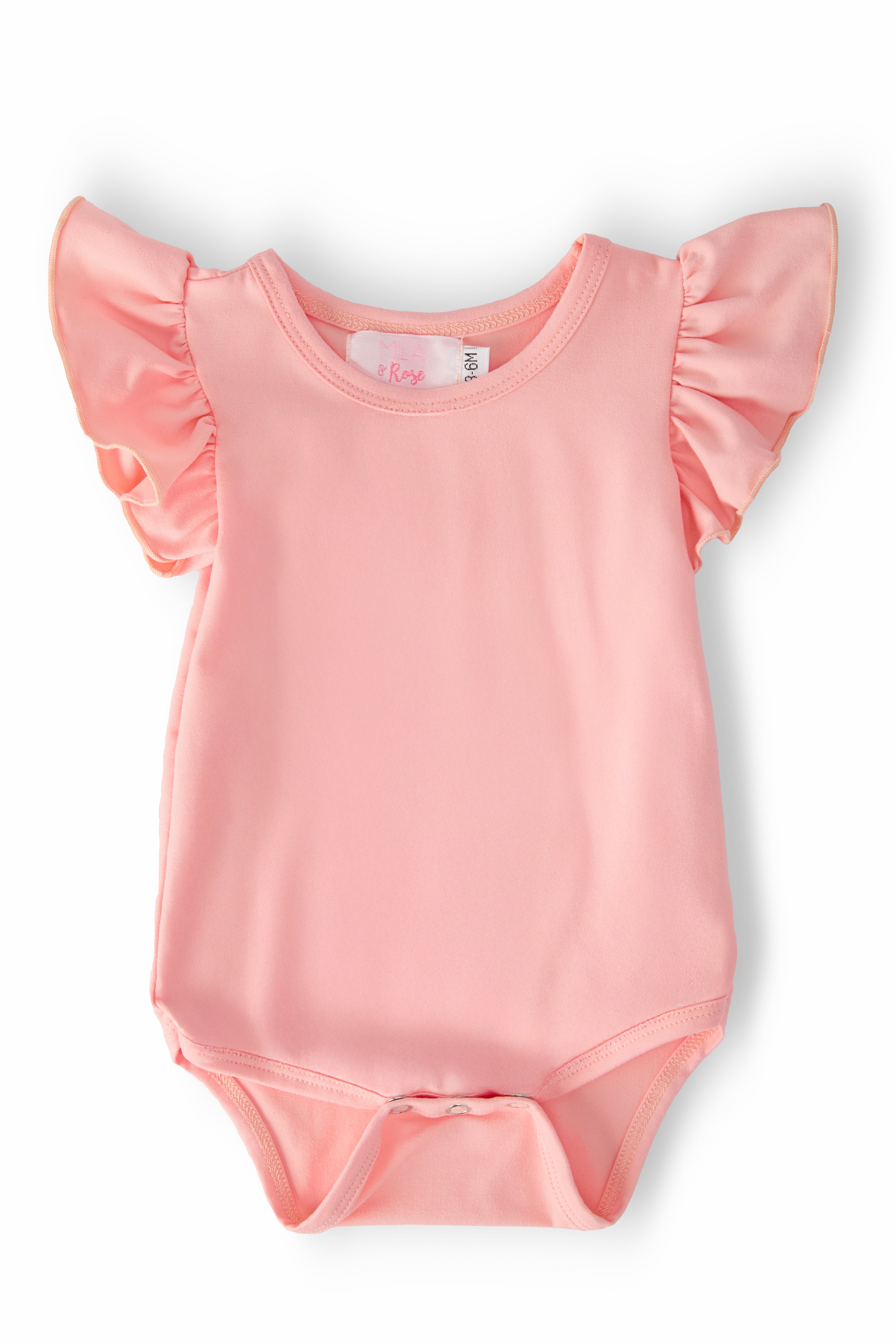 Peach S/S Flutter Bodysuit-Mila & Rose ®