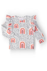 Peach Rainbow L/S Ruffle Tee-Mila & Rose ®