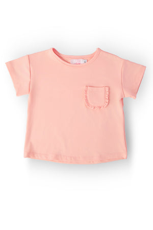 Peach Ruffle Pocket Tee-Mila & Rose ®