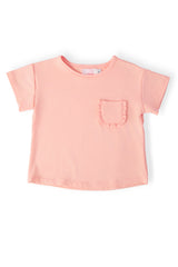 Peach Ruffle Pocket Tee-Mila & Rose ®