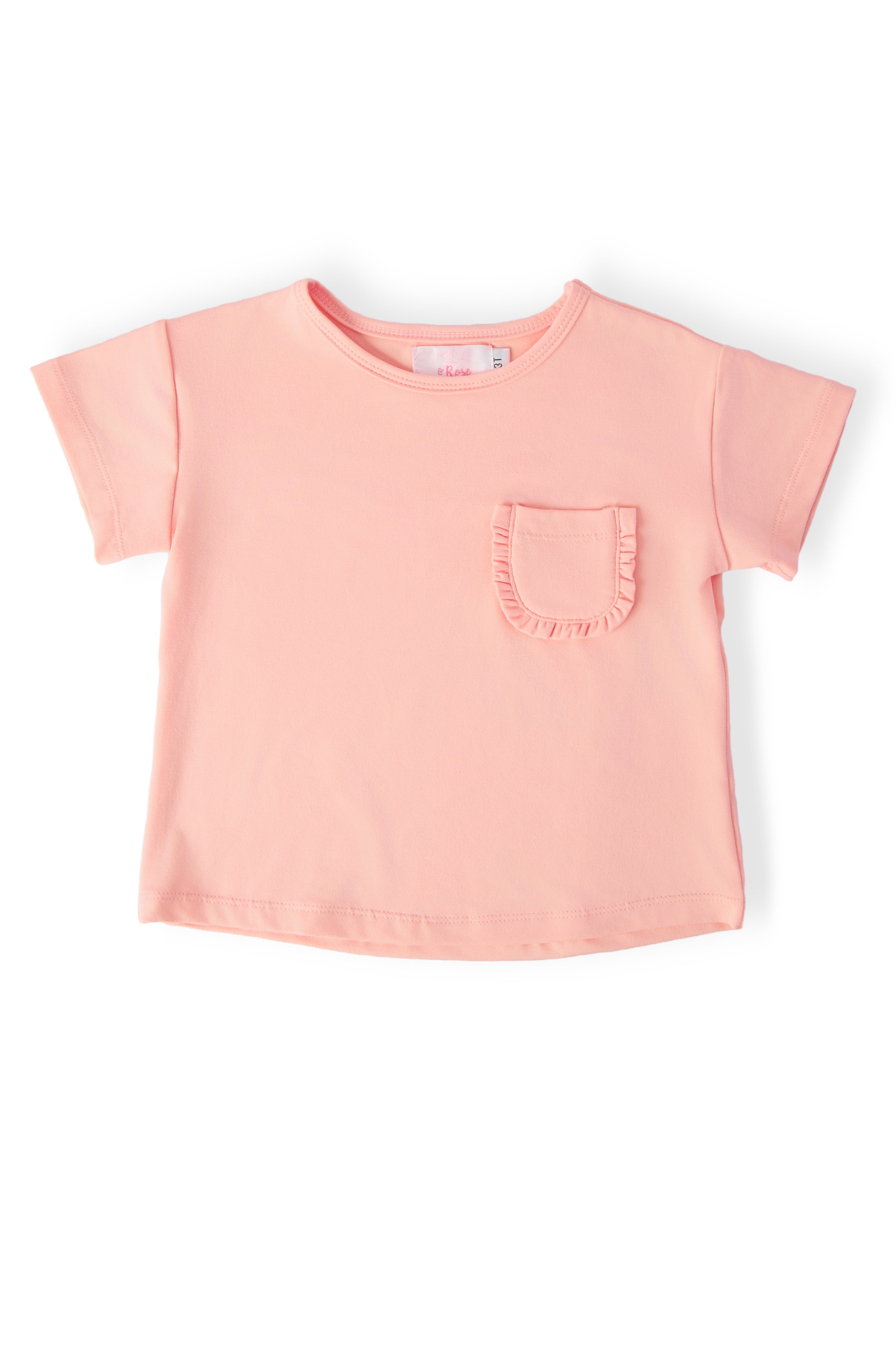 Peach Ruffle Pocket Tee-Mila & Rose ®