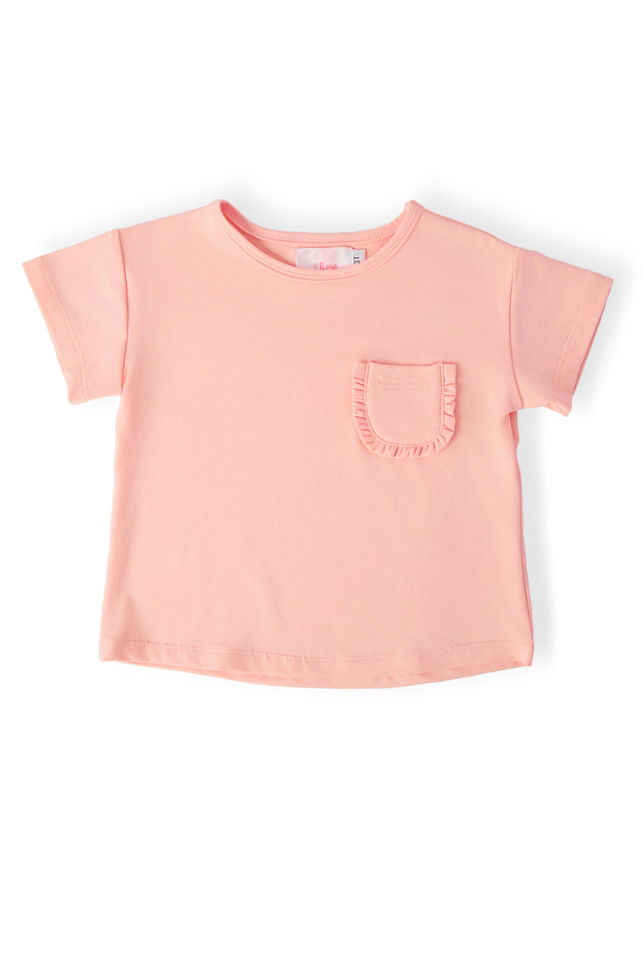 Peach Ruffle Pocket Tee-Mila & Rose ®