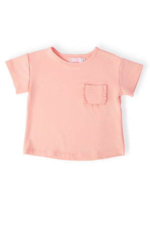 Peach Ruffle Pocket Tee-Mila & Rose ®